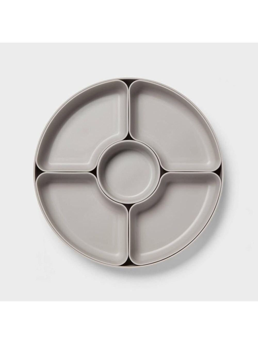 12"x12" Round Divided Server Plate Gray - Room Essentials™